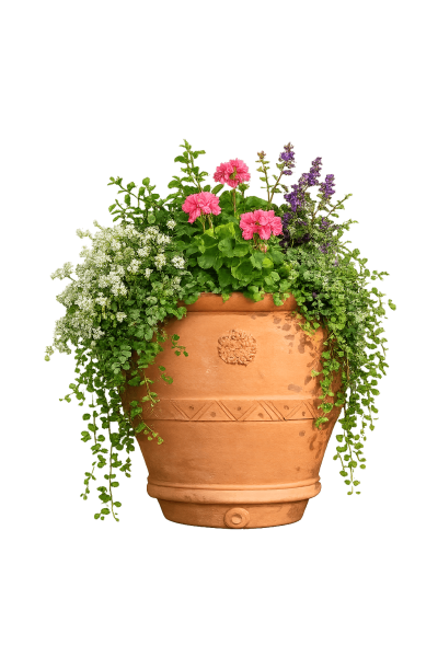 Klassischer Wandkrug aus Terracotta Impruneta – Halber Wandtopf mit flacher Rückseite